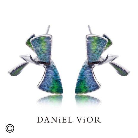 Daniel Vior Alga oorbellen sieraden met sterling zilver blauw en groen