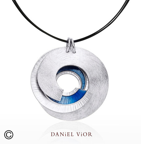 Daniel Vior Latiaxis ketting sieraden met sterling zilver blauw collier hanger