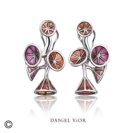 Daniel Vior Ipomea oorbellen sieraden met sterling zilver rood