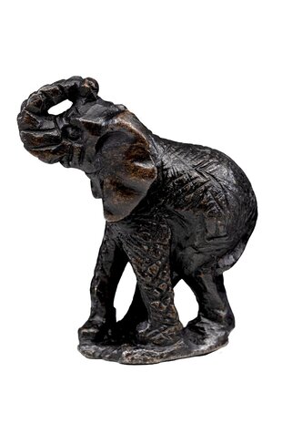 Speksteen beeld olifant zwart uit Zimbabwe. Afrikaanse olifant uit steen.