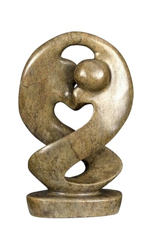 Stenen beeld twisted lover familie twee personen 16 cm hoog, bruin