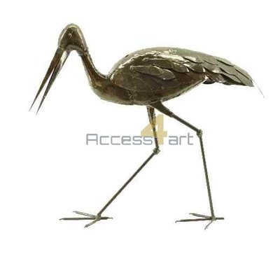 Metalen ooievaar lopend, metalen vogel | Birdwoods