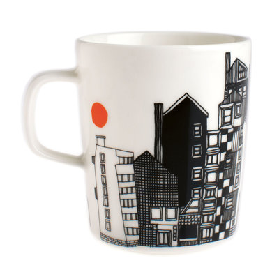 Marimekko servies Oiva beker wit/zwart/oranje 2,5 dl 063297-195 