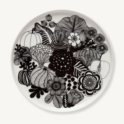 Marimekko servies Oiva klein bord wit/zwart 100 years Finland 20 cm 068422-190 