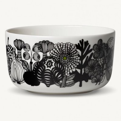 Marimekko servies Oiva kom wit/zwart/groen 100 years Finland 5 dl 068424-096 