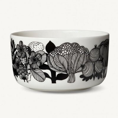 Marimekko servies Oiva kom wit/zwart/groen 100 years Finland 5 dl 068424-096 
