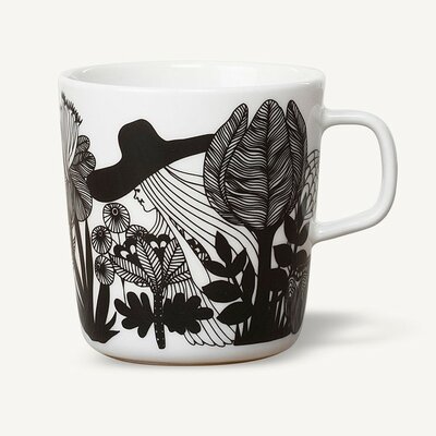 Marimekko servies Oiva beker groot wit/zwart/rose 4 dl 0674847-093 