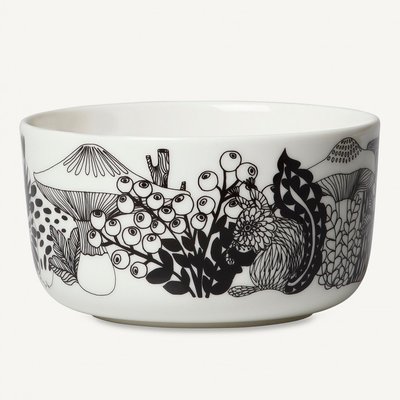 Marimekko servies Oiva kom wit/zwart/rood 100 years Finland 5 dl 068606-193 