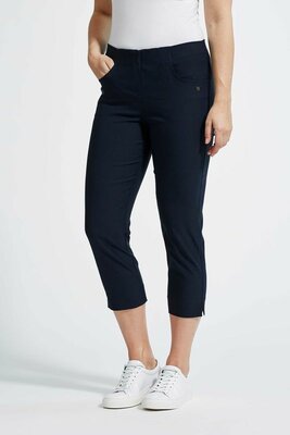 Laurie broek, model Caroline Regular Capri 3/4 basis viscose donkerblauw 28041-49970 