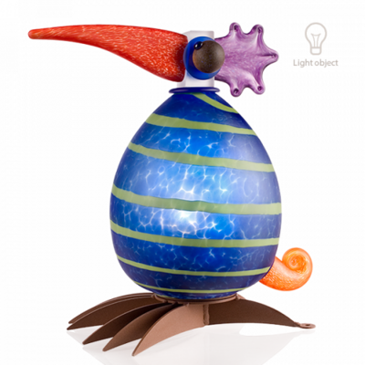 Glasstudio Borowski Fat Gonzo blauw met groene strepen