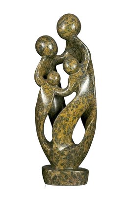 Speksteen beeld familie 4 personen | 44 cm hoog | groen