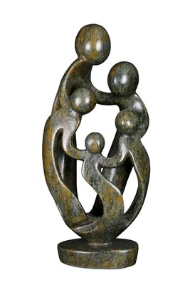Speksteen beeld familie 5 personen | 44 cm hoog | groen