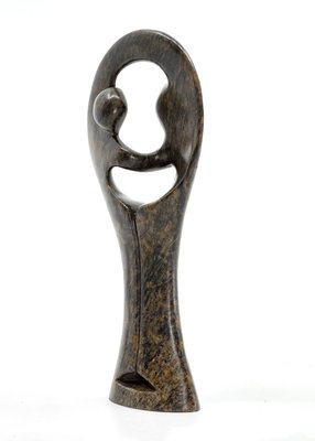 Stenen beeld standing lover familie twee personen 20 cm hoog, bruin