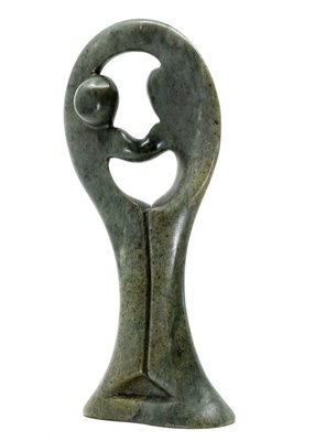 Stenen beeld standing lover familie twee personen 20 cm hoog, groen