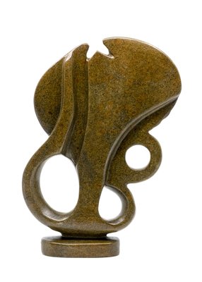 Stenen beeld olifant abstract 1 dier, 26 cm hoog, bruin