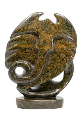 Stenen beeld olifant abstract, 21 cm hoog 1 dier, bruin leopard