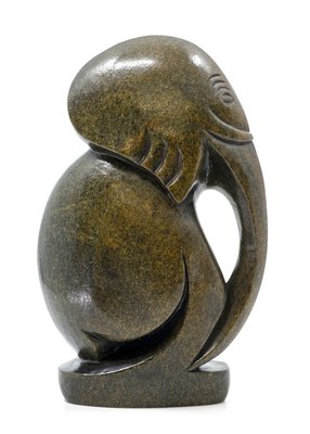 Stenen beeld olifant abstract 1 dier, 21 cm hoog, groen