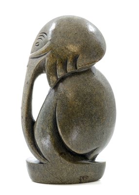 Stenen beeld olifant abstract 1 dier, 21 cm hoog, groen