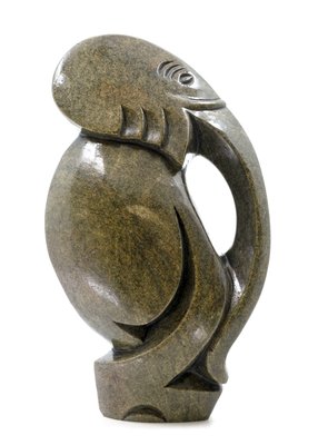 Stenen beeld olifant abstract 1 dier, 25 cm hoog, groen