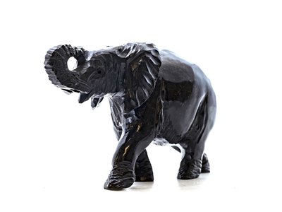 Stenen beeld olifant springstone 1 dier, 8 cm hoog, zwart
