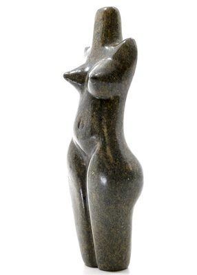 Stenen beeld torso staand 1 persoon, 15 cm hoog, groen