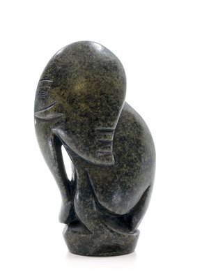 Stenen beeld olifant abstract 1 dier, 10 cm hoog, groen