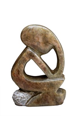Speksteen beeld denker zittend abstract | 10 cm hoog | bruin