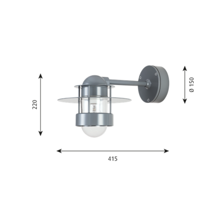 Louis Poulsen buitenlamp Albertslund Wand grijs kort model
