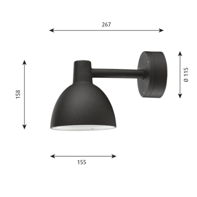 Louis Poulsen buitenlamp Toldbod 155 wandlamp zwart
