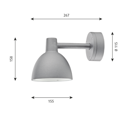 Louis Poulsen buitenlamp Toldbod 155 wandlamp grijs