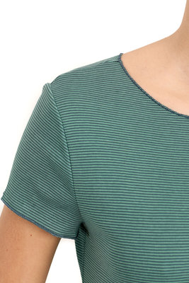 Jalfe 11858-1-408H jurk met knopen ekologisch katoen groen/blauwgroen