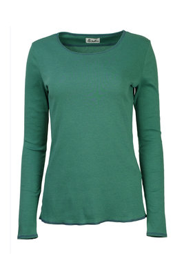 Jalfe 12675-1-408 shirt lange mouw ekologisch katoen groen/donkergroen