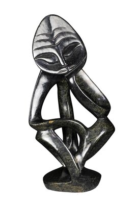 Speksteen beeld denker zittend | 28 cm hoog | groen