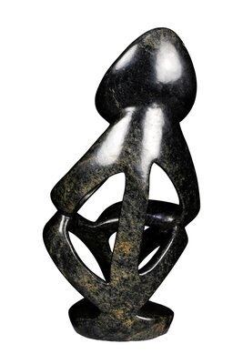 Speksteen beeld denker zittend | 28 cm hoog | groen