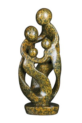 Speksteen beeld familie 4 personen | 40 cm hoog | bruin, leopard