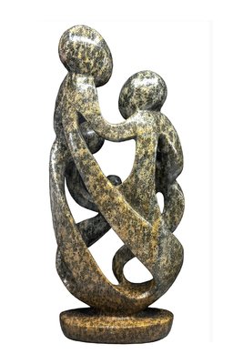 Speksteen beeld familie 5 personen | 25 cm hoog | groen