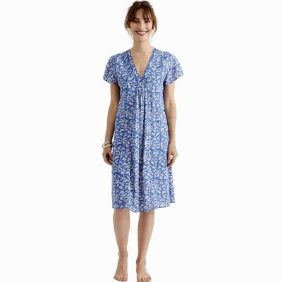 Zen Ethic zomerjurk Col V Leaf ocean blue, blauw