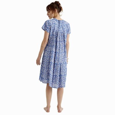 Zen Ethic zomerjurk Col V Leaf ocean blue, blauw