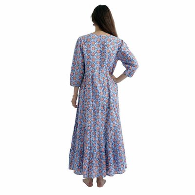 Zen Ethic zomerjurk Daisy Hibis blue ocean, blauw rood