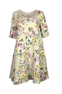 Blueberry Italia linnen jurk beige 9314-48