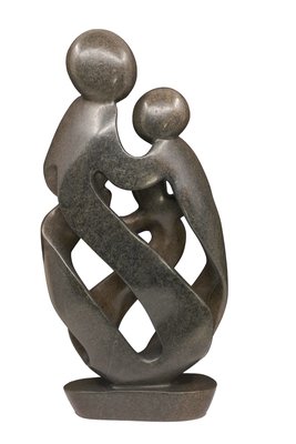 Speksteen beeld familie 4 personen | 46 cm hoog | bruin