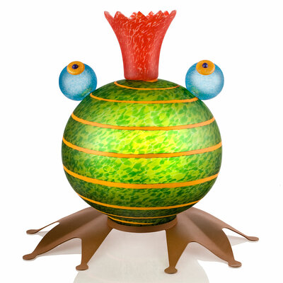 Glasstudio Borowski Froggy, Kikker groen met oranje strepen