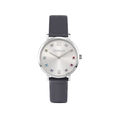 Coeur de Lion Horloge 7610/ /1224 Silver Sunray Lederen band