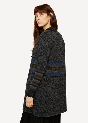 Oleana Long Cardigan 168 O zwart/grijs