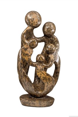 Speksteen beeld familie 5 personen | 33 cm hoog | bruin