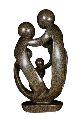 Speksteen beeld familie 5 personen | 35 cm hoog | groen