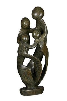 Speksteen beeld familie 4 personen | 49 cm hoog | groen