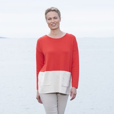 Ritva Falla Cellia trui oranje/rood beige