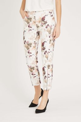 Laurie broek, model Piper Regular Cropped bloem print gebroken wit 100360-11406