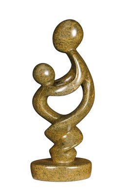 Stenen beeld moeder en kind | 24 cm hoog | bruin